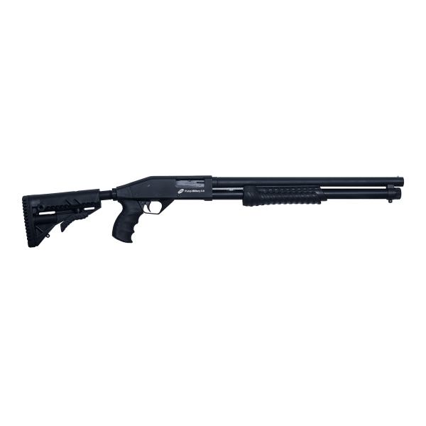 Espingarda CBC Pump Military 3.0 Calibre 12 com Coronha Retrátil e Cano de 19